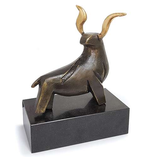 KRAFT Metallguss-Skulptur bronziert, auf Granit-Sockel