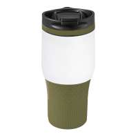 Becher weiß, Ring olivgrün, Hülle olivgrün