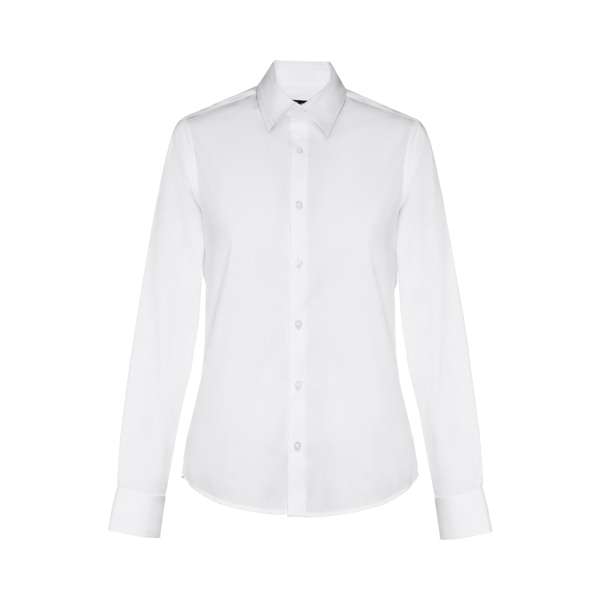 THC PARIS WOMEN WH Langärmeliges Popeline-Hemd für Frauen Weiße Farbe