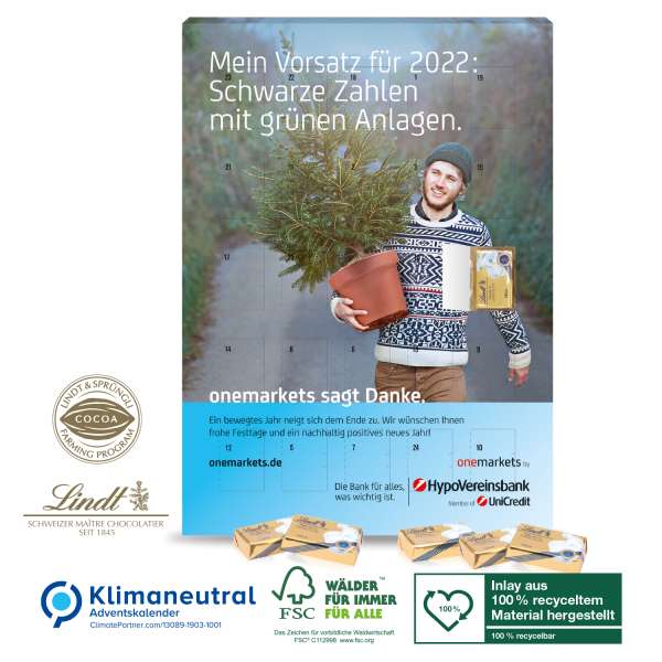 Wand-Adventskalender Lindt "Select Edition", Klimaneutral, FSC®