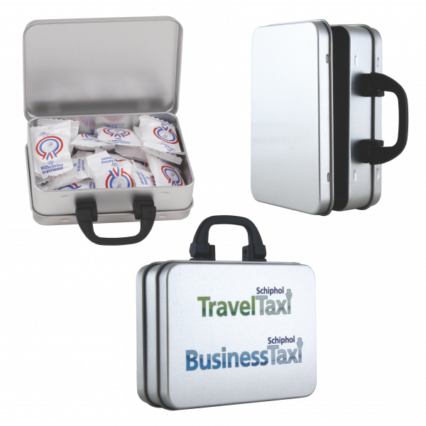 Koffer-Blechdose mit Niederlandisch Pfefferminz 16 Stück