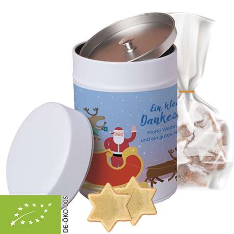 Bio Zimtsterne, ca. 100g, Beutel in Metalldose Maxi