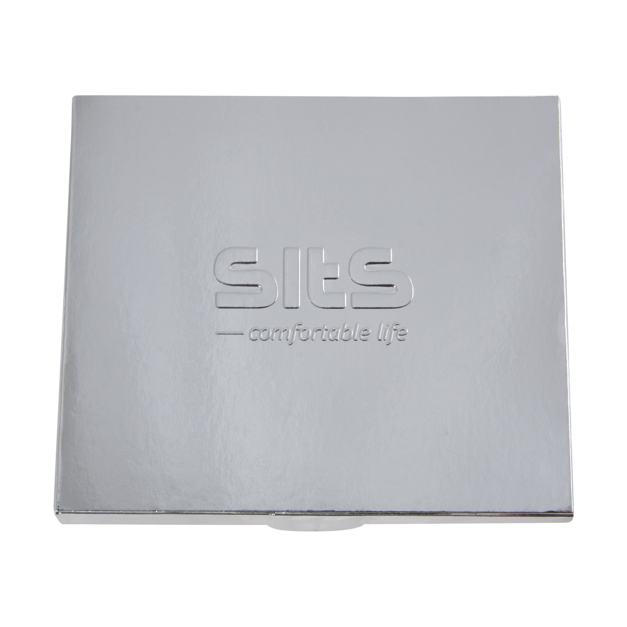 Visitenkartenumschlag silberfarben mit 4 Napolitains, Umschlag mit Prägung Napolitains 4-c-bedruckt