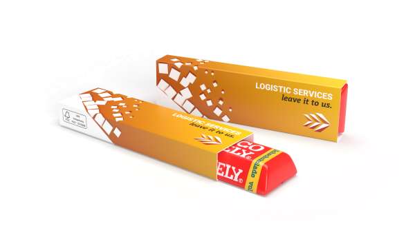 Tony's Chocolonely Riegel im Werbeschuber