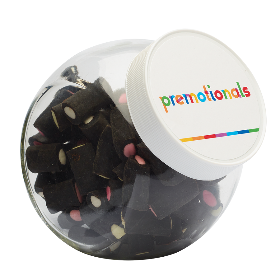 Bonbonglas 870 ml weisem Kunststoff Deckel gefüllt mit ca. 600 gram Schoko-Mix