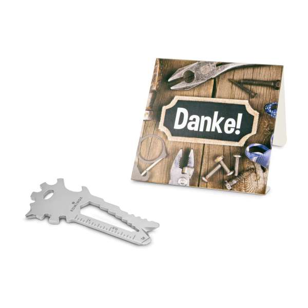 Geschenkartikel: ROMINOX® Key Tool Funktionen) im Motiv-Mäppchen Danke