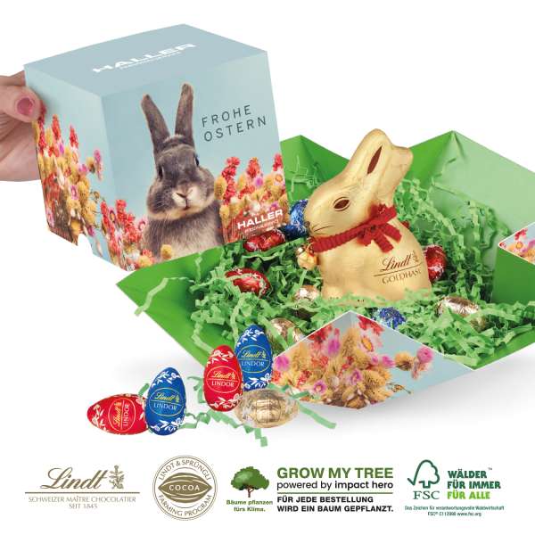 Oster-Werbewürfel mit Schokolade von Lindt