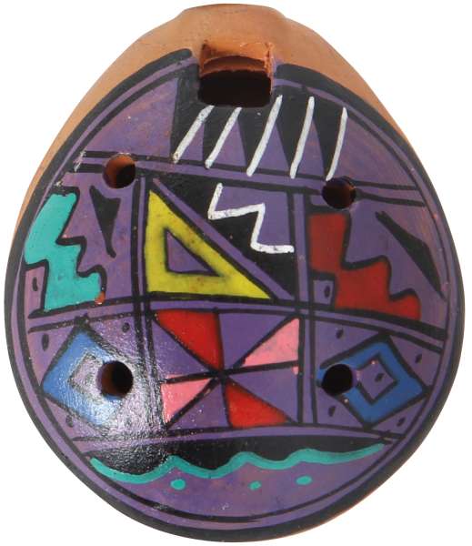 Okarina aus Ton, bunt