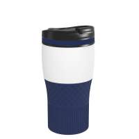 Becher weiß, Ring dunkelblau, Hülle dunkelblau