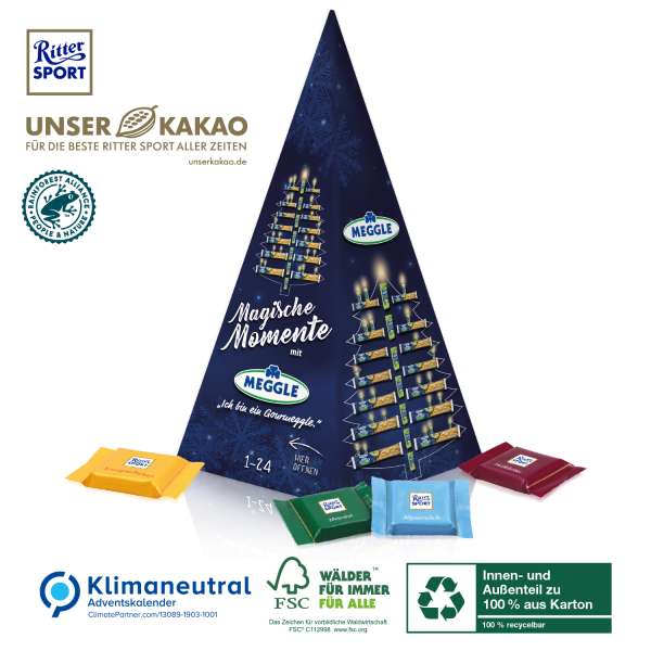 Karton-Adventskalender "Weihnachtspyramide" Ritter SPORT, Klimaneutral, FSC®