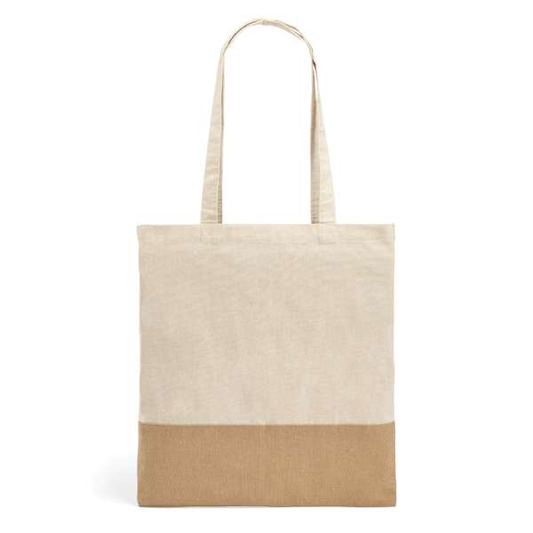 MERCAT Tasche aus 100% Baumwolle (160 g / m²) mit Details aus Jute-Imitat