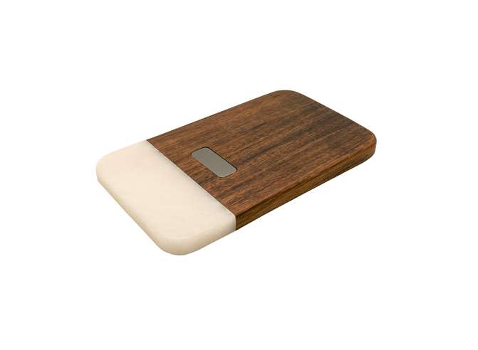 Schneidebrett aus Akazie & weißem Marmor 'Stavanger' (S)