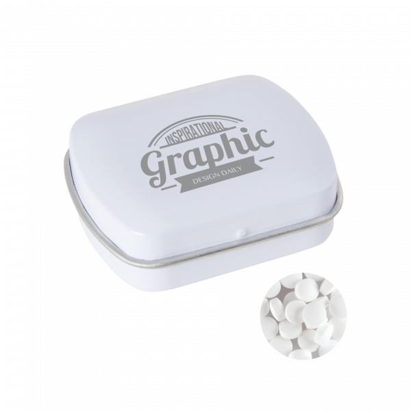Kleine Blechdose mit ca. 10 gr. extra strong Minties `Triangle`