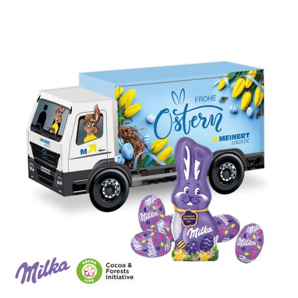 3D Präsent "LKW" Ostern mit Schokoladenmischung von Milka