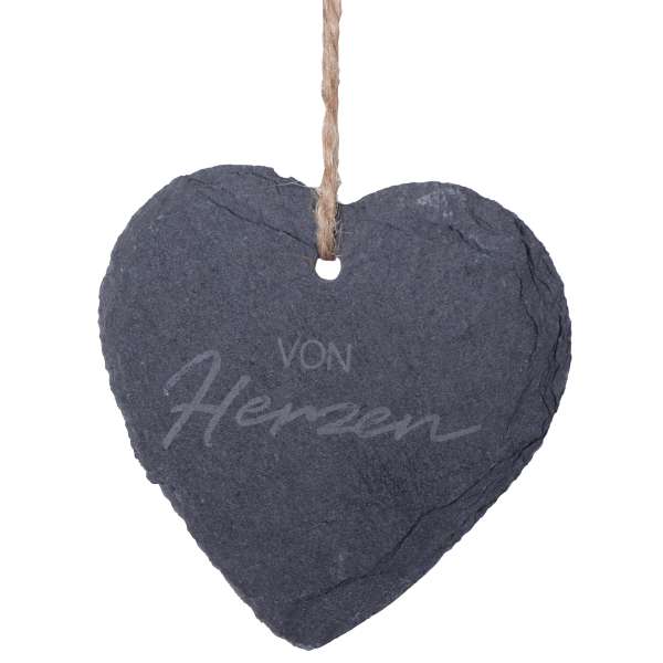 Schiefer-Geschenkanhänger Herz mit Spruch, 7 x 7cm, sortiert