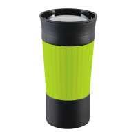Becher schwarz, Hülle hellgrün