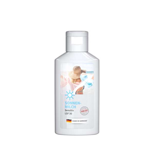 50 ml Flasche - Sonnenmilch LSF 30 (sensitiv) - Body Label