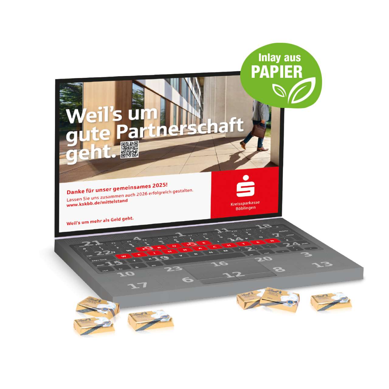Adventskalender Laptop mit Lindt Schokolade