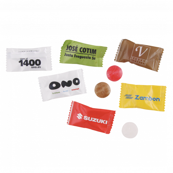 Werbebeutel mit einem Bonbon