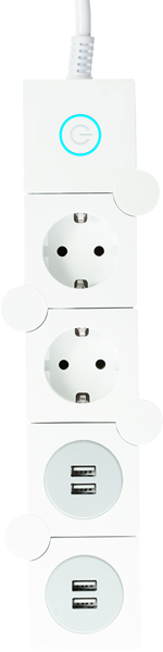 Faltbare Steckdosenleiste mit 4 USB-Anschlüssen und 2 Steckdosen