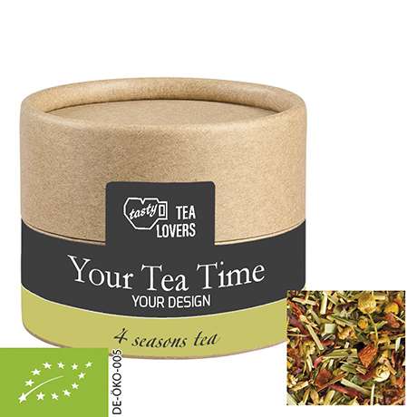 Bio Kräutertee Vierjahreszeiten, ca. 9g, Kraftpapierdose Mini