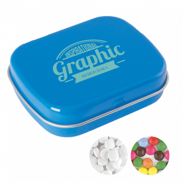 Scharnierblechdose mit ca. 25 gr. Minties TAMPONDRUCK