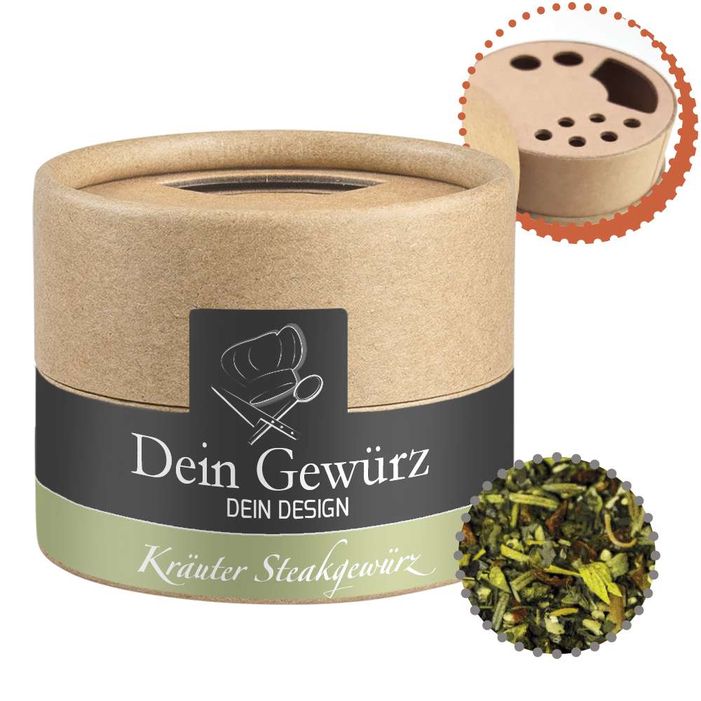 Gewürzmischung Kräuter-Steakgewürz, ca. 25g, Kraftpapierstreuer Mini