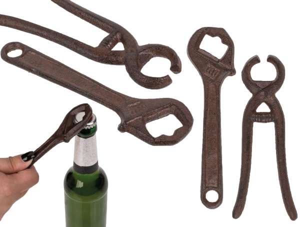 Flaschenöffner Werkzeug rustikal aus Metall
