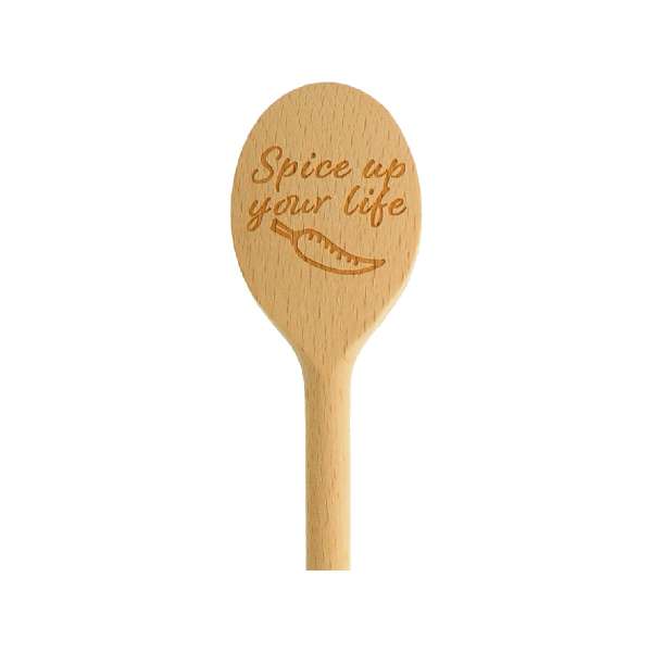 Kochlöffel, oval mit Spruch 'Spice up your life' aus Holz 30 cm