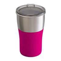 Becher silber, Hülle magenta