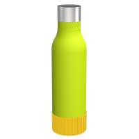 Flasche grün, Hülle gelb