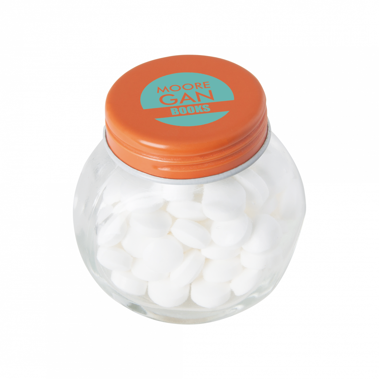 Bonbonglas mini gefüllt mit ca. 40 gr. Mints mit farbigem Deckel