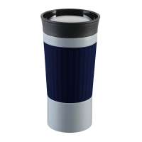 Becher grau, Hülle dunkelblau