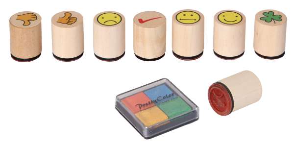 Motivationsstempel-Set (7St.) in Dose mit Stempelkissen