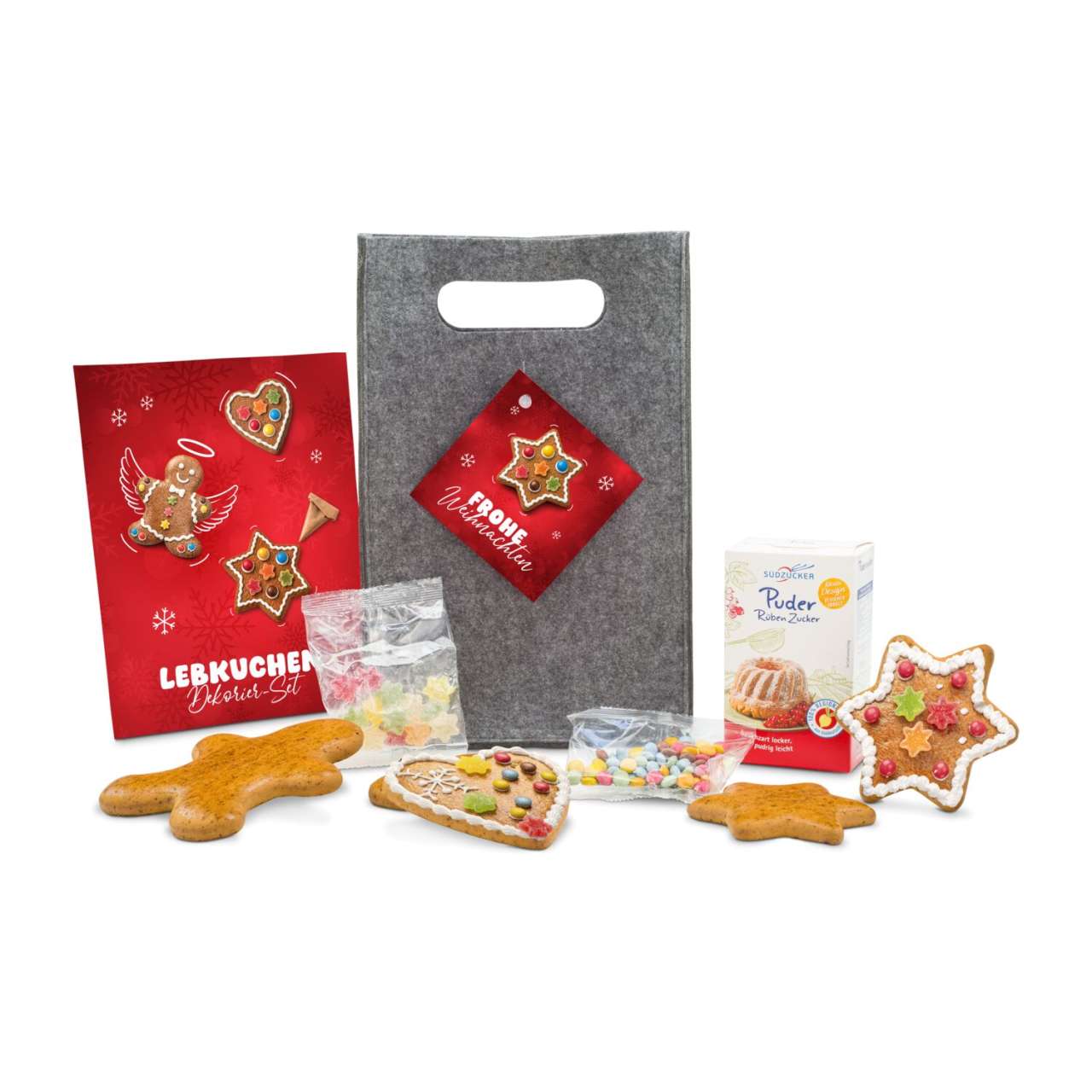 Geschenkset / Präsenteset: Kreativset Lebkuchenfiguren, Dekorier-Set mit 5 Lebkuchenteilen (480 g)