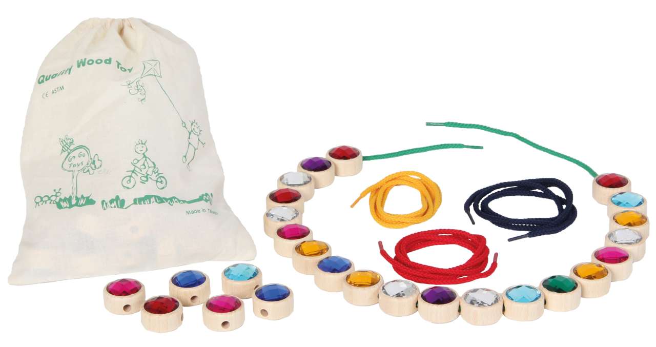 Fädel- und Zuordnungsspiel Glitzersteine