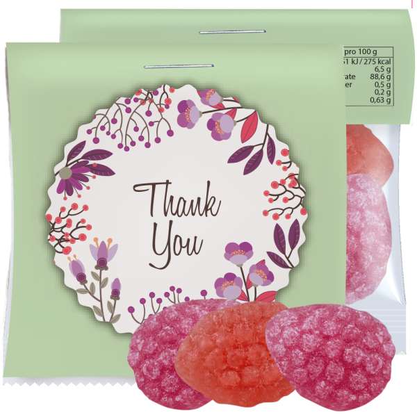 Erdbeer Chili Bonbons, ca. 17g, Express Midi-Tüte mit Werbereiter