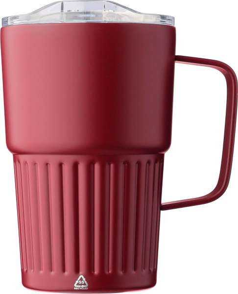 Recycelter Edelstahl-Reisebecher mit doppelter Wand (450 ml) von Calo
