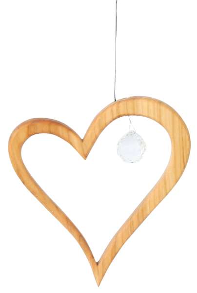 Holzhänger Herz mit Kristall