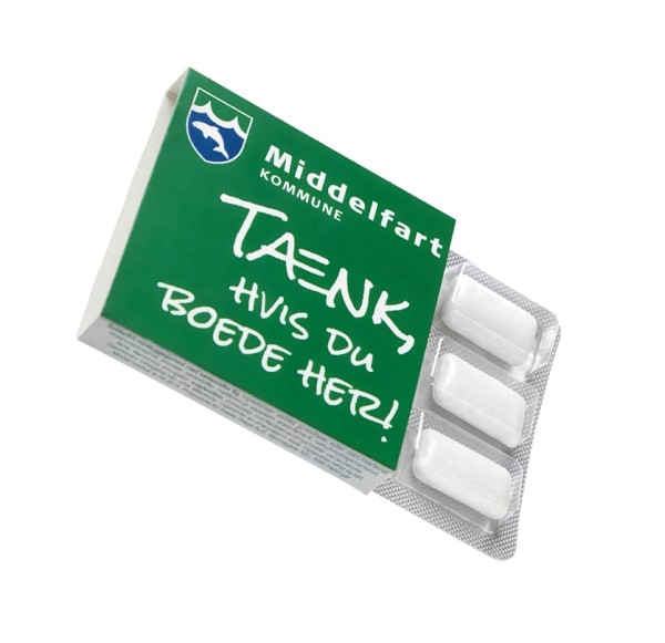 Kaugummi-Blister in Kartonschuber (6 Stück, zuckerfrei)