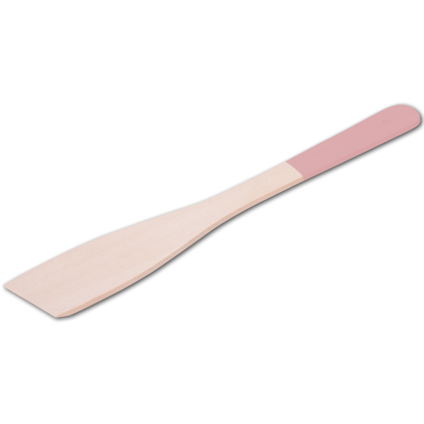 Pfannenwender, mit farbigem Griff, hellrosa, aus Holz 30 cm