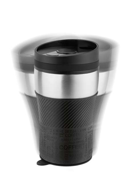 Metmaxx® Thermobecher "CremaOfficina" silber / Manschette schwarz / Ring schwarz