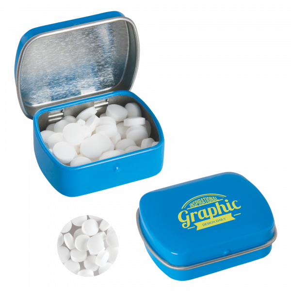 Kleine Blechdose mit ca. 10 gr. extra strong Minties `Triangle`