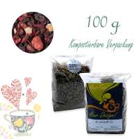 Kompostierbarer Zellglas-Beutel, Geprägtes Verschluss-Siegel aus Zuckerrohrpapier. Komplett abbaubar. Inhalt 100 g