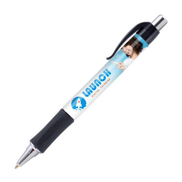 KEA Kugelschreiber mit Griffzone und silbern Akzenten mit 4c-Druck all over