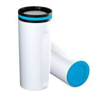 Becher weiß, Ring cyan, Boden cyan