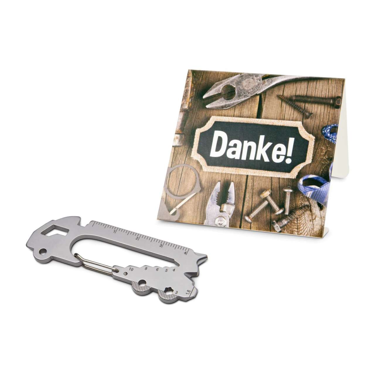 Geschenkartikel: ROMINOX® Key Tool Funktionen) im Motiv-Mäppchen Danke