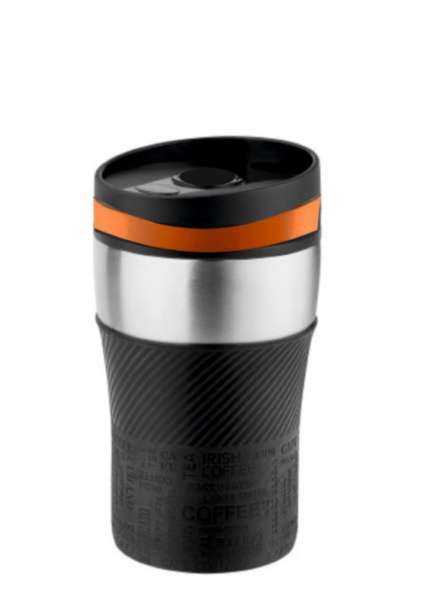 Metmaxx® Thermobecher "CremaOfficina" silber / Manschette schwarz / Ring schwarz