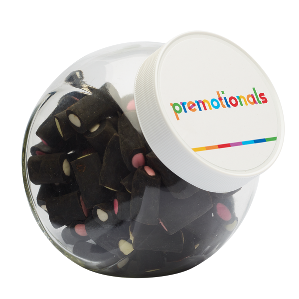 Bonbonglas 870 ml weisem Kunststoff Deckel gefüllt mit ca. 600 gram Schoko-Mix