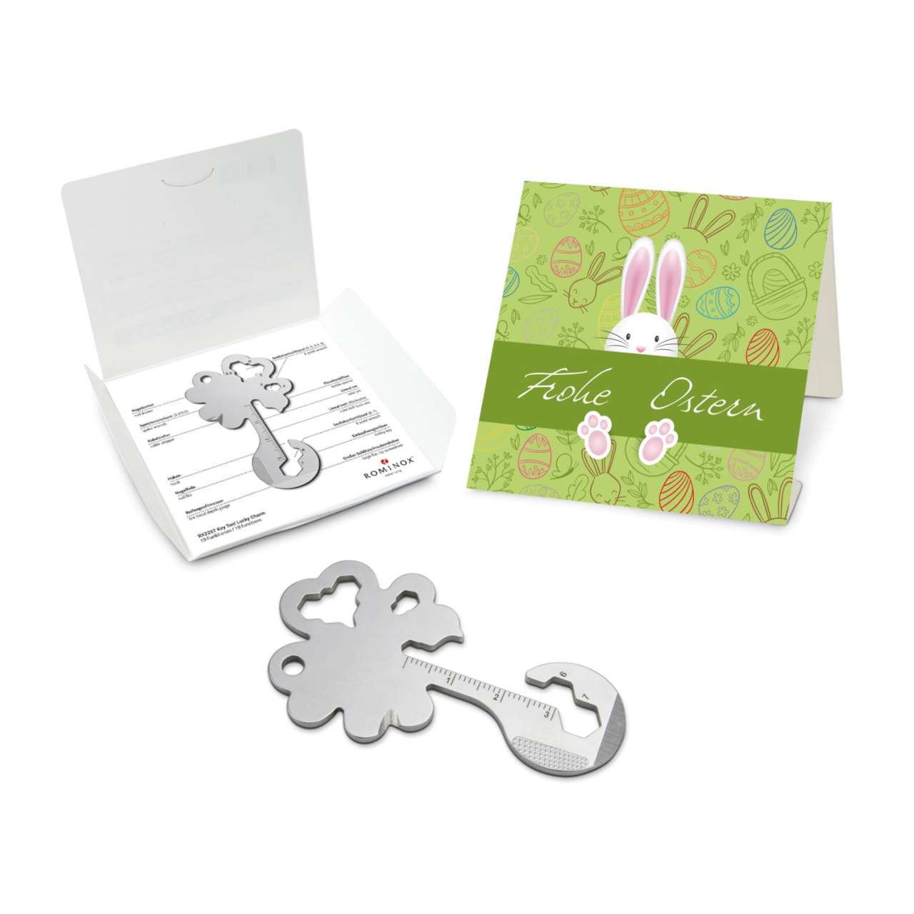 Geschenkartikel: ROMINOX® Key Tool Funktionen) im Motiv-Mäppchen Osterhase